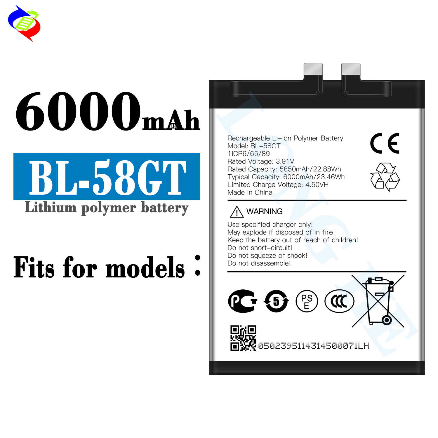 6000mAh Large Capacity Brand New Battery for Tecno BL-58GT Phone