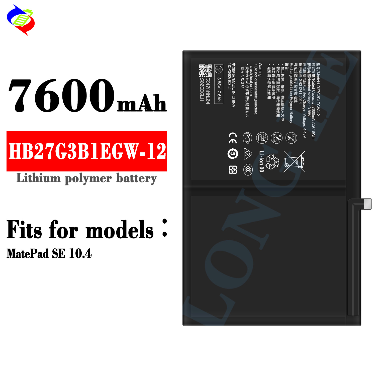 Suitable for Huawei MatePad SE 10.4 Tablet Battery HB27G3B1EGW-12 In Stock