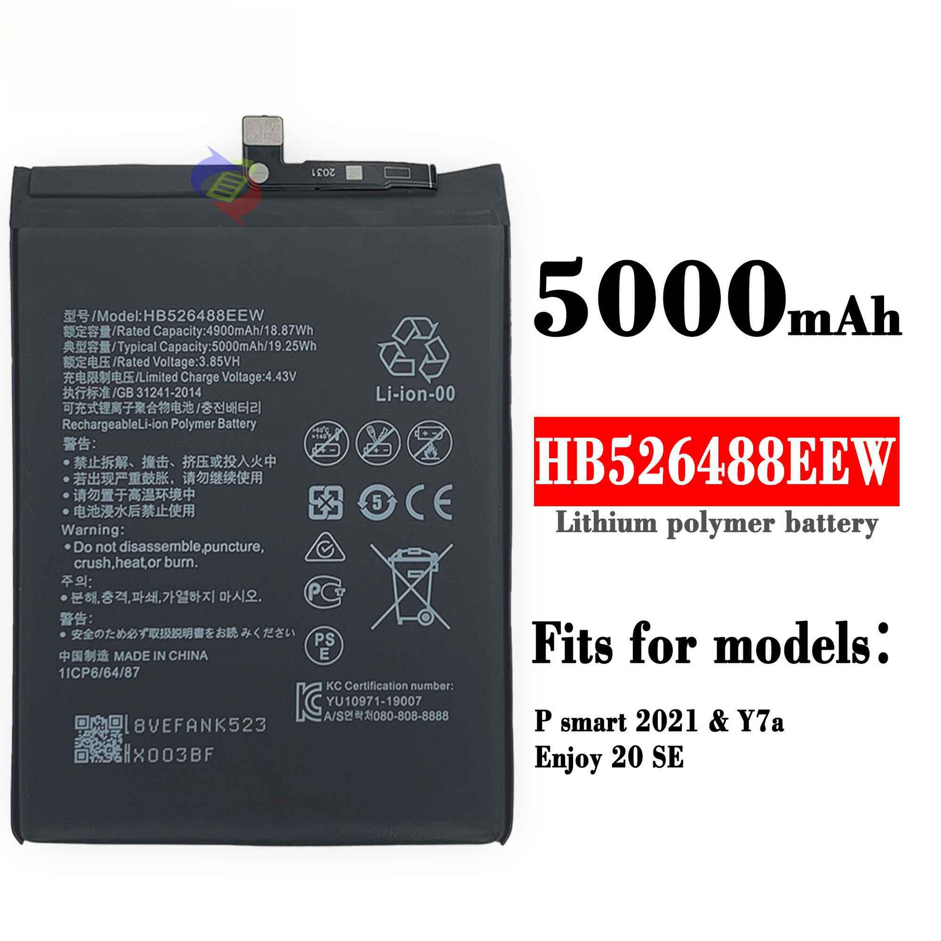 Suitable for Huawei P Smart 2021 Y7A Phone HB526488EEW Large Capacity Built-in Battery Brand New Circuit Board