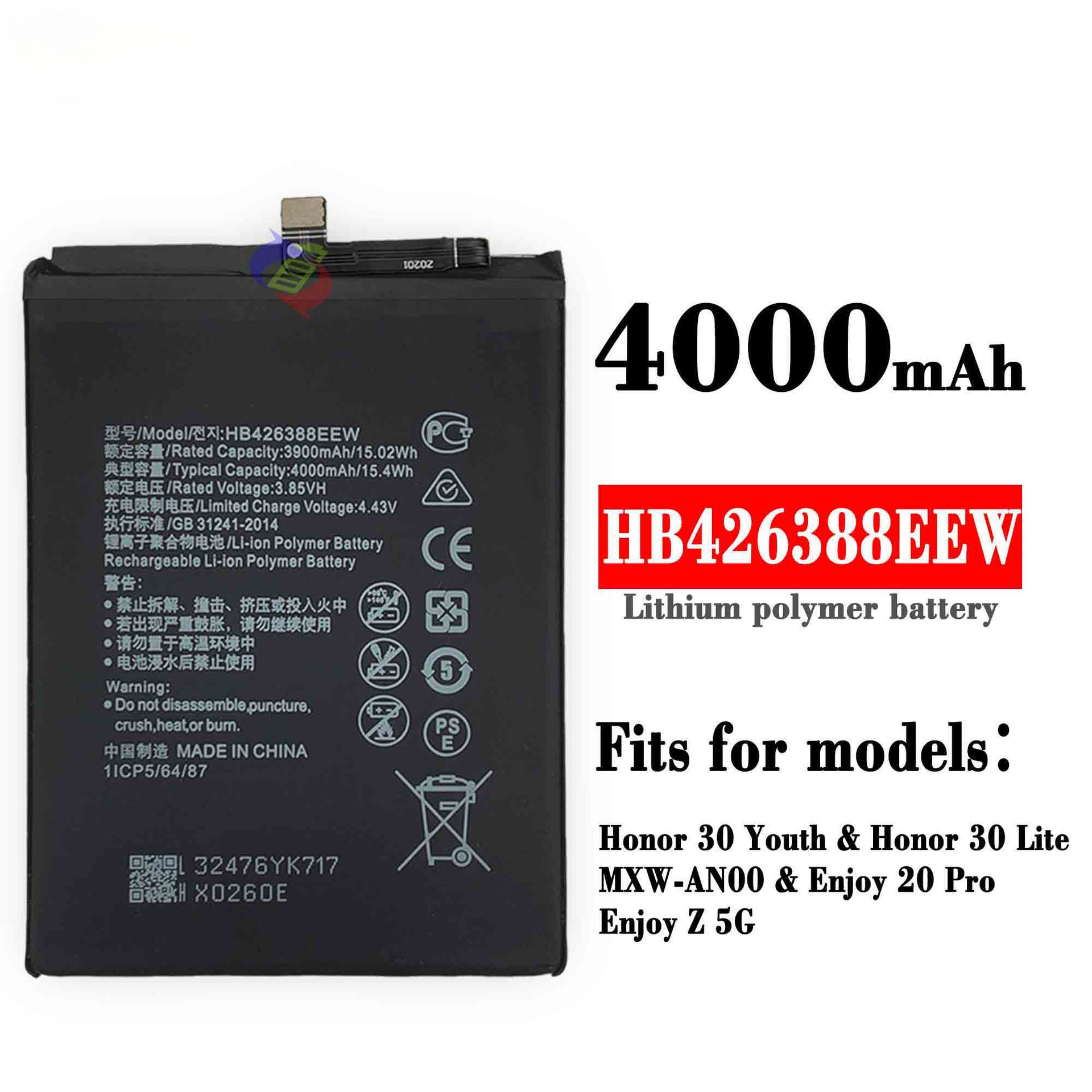 uthful for Honor 30 Lite/Enjoy 20 Pro Enjoy Z HB426388EEW Mobile Phone Battery