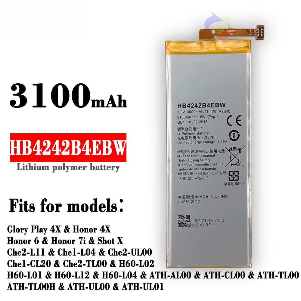 Compatible with Huawei Honor 6 Play Honor 4X/02 7i SHOT-X HB4242B4EBW Mobile Phone Battery