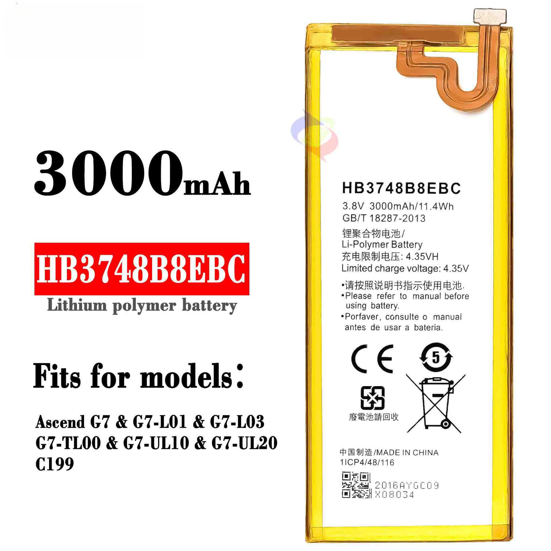 Applicable to Huawei G7/Maimang G7-TL00/3 Mobile Phone Rechargeable Battery HB3748B8EBC