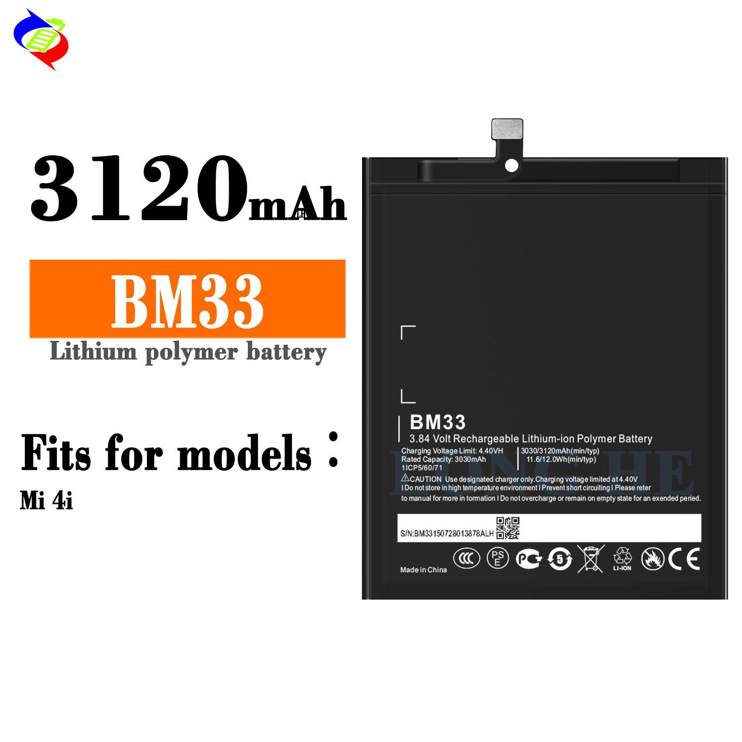 Suitable for Xiaomi Mi4i Phone Battery BM33 Large Capacity Built-in Circuit Board 3120mAh