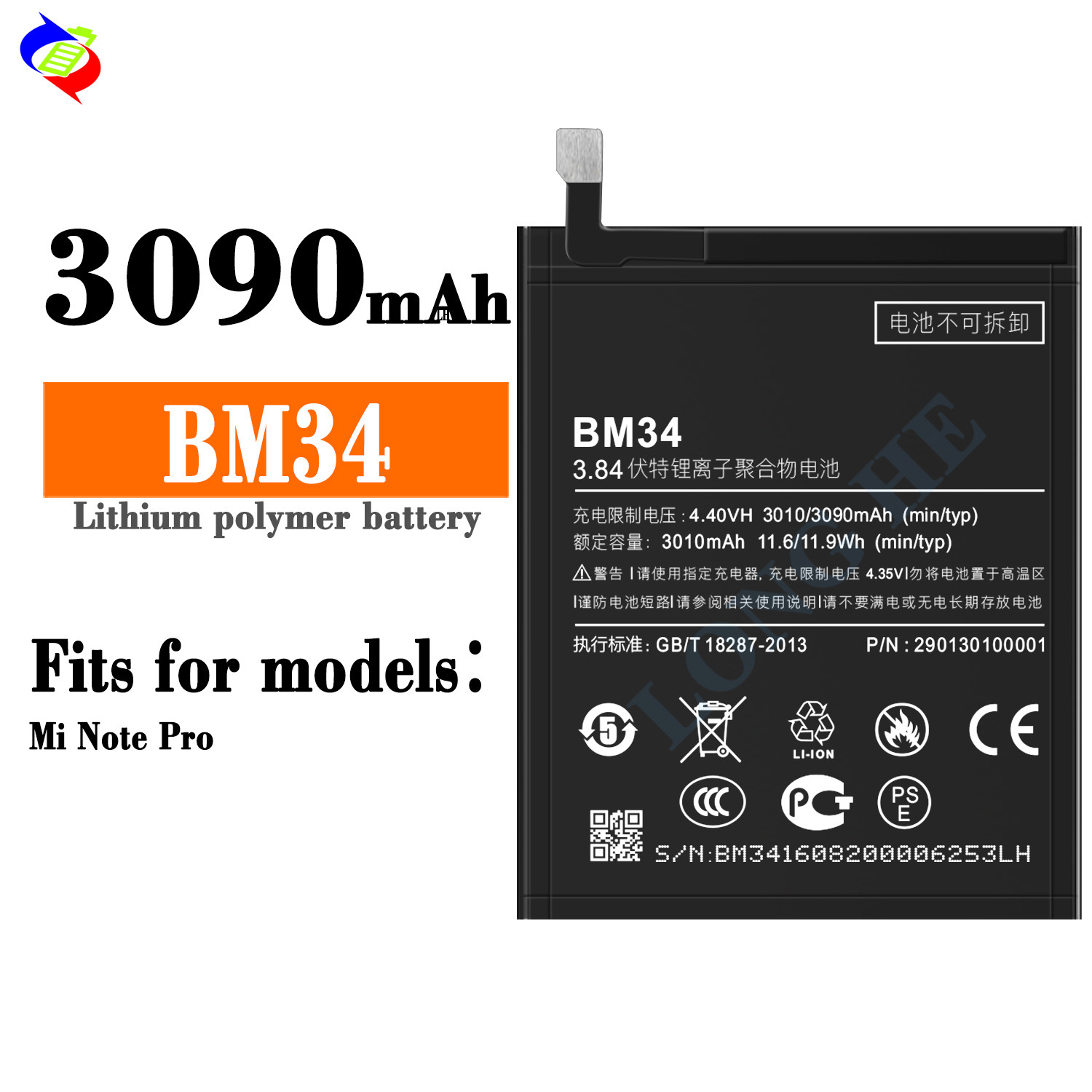 Suitable for Xiaomi Note Pro Brand New Phone Battery BM34 Built-in Circuit Board 3090mAh