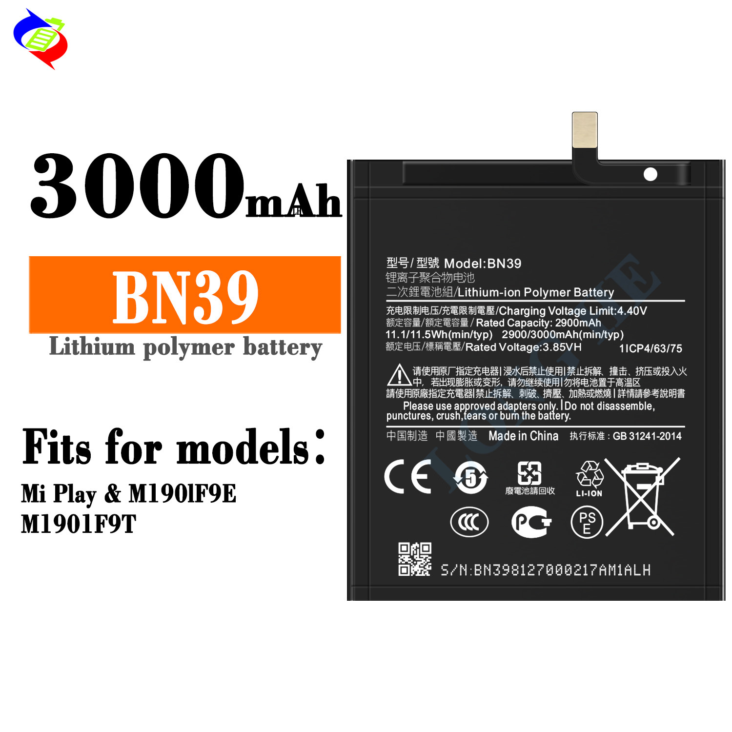 Suitable for Xiaomi Play Phone Battery BN39 Large Capacity Built-in Circuit Board 3000mAh
