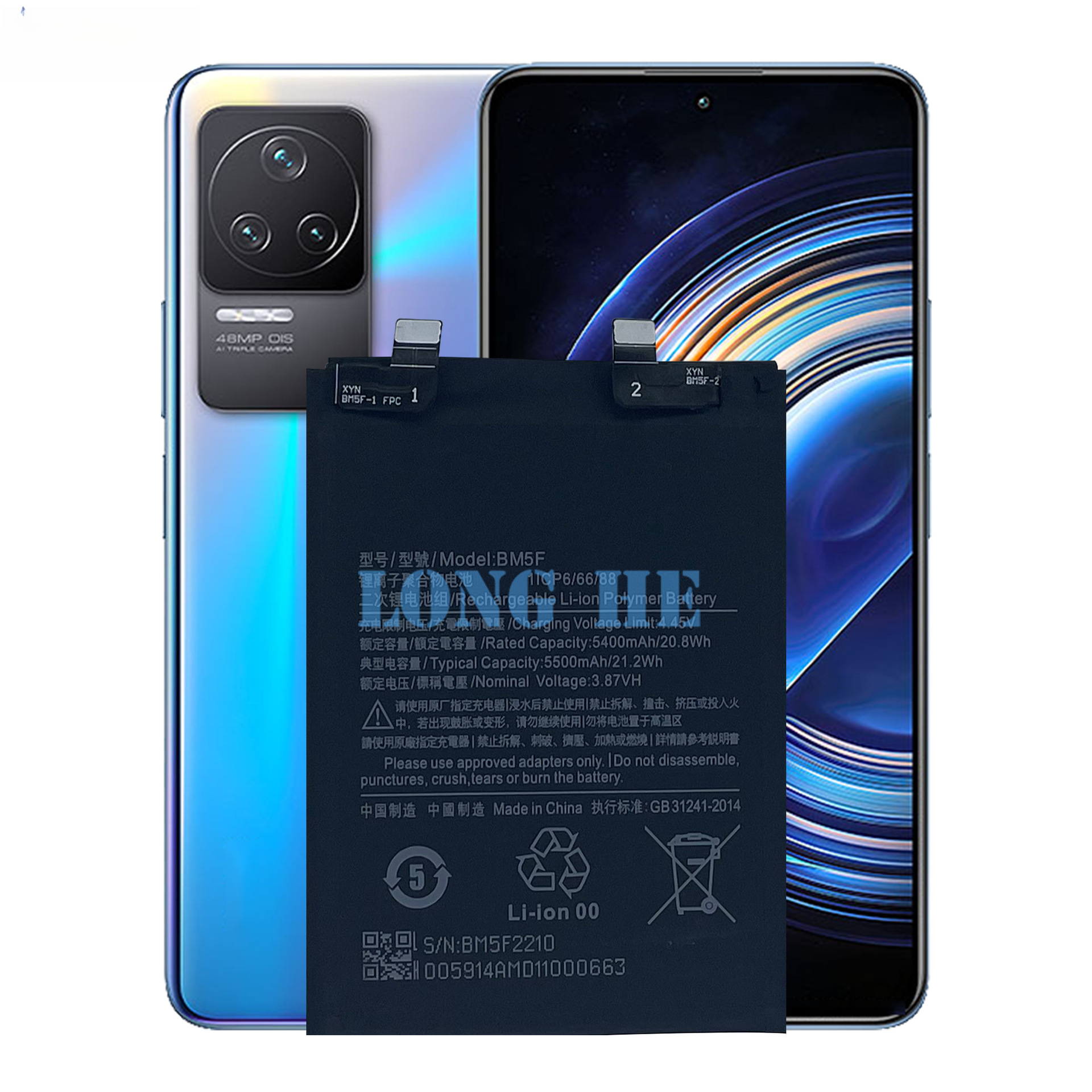 Suitable for Xiaomi K50 Phone Battery BM5F Large Capacity 5500mAh Built-in Circuit Board