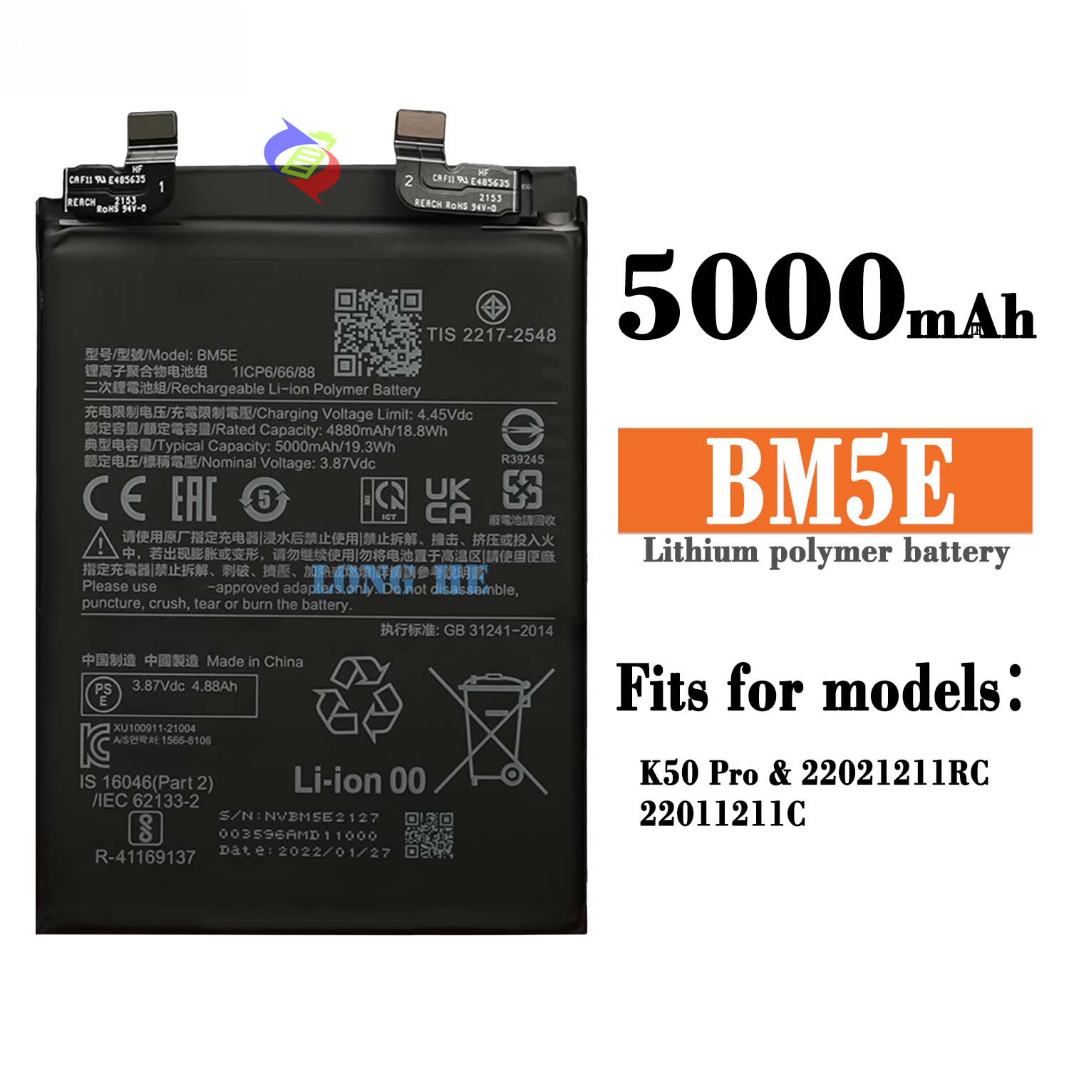 Suitable for Xiaomi K50 Pro Phone Battery BM5E Built-in Circuit Board Large Capacity 5000mAh