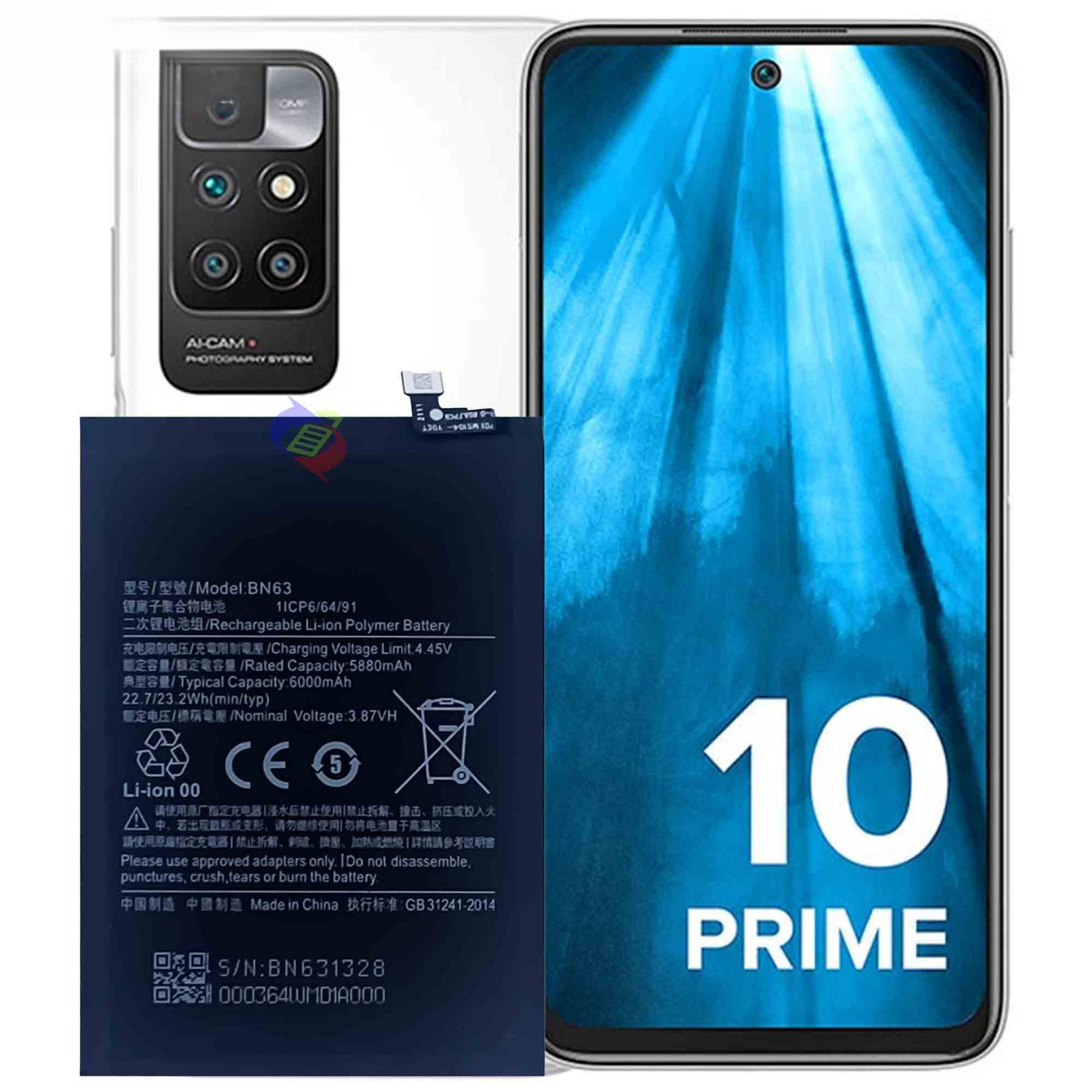 For Xiaomi Redmi 10prime Large Capacity 6000mAh Mobile Phone Battery Bn63