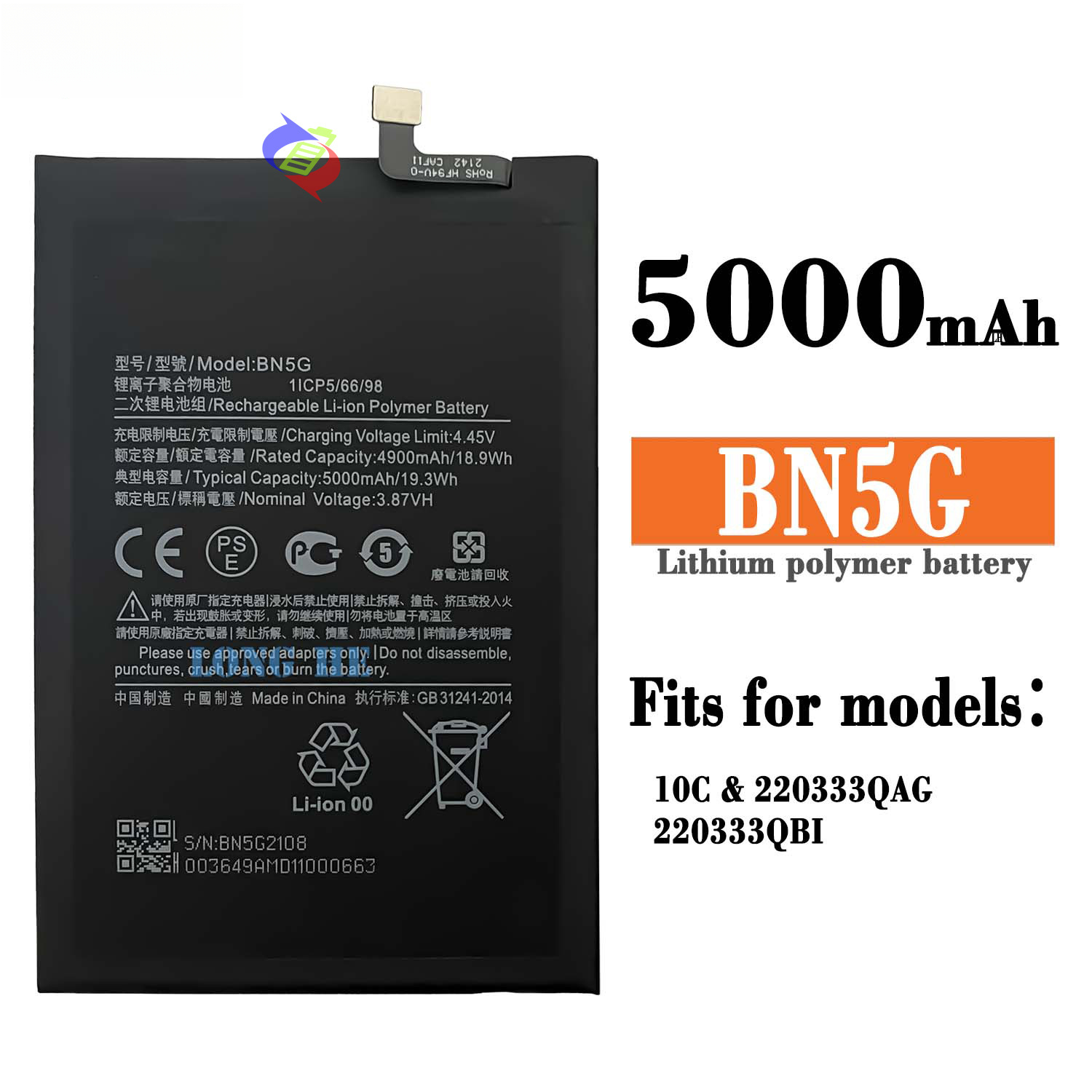 Suitable for Xiaomi 10C Large Capacity Built-in Durable 5000mAh Phone Battery BN5G