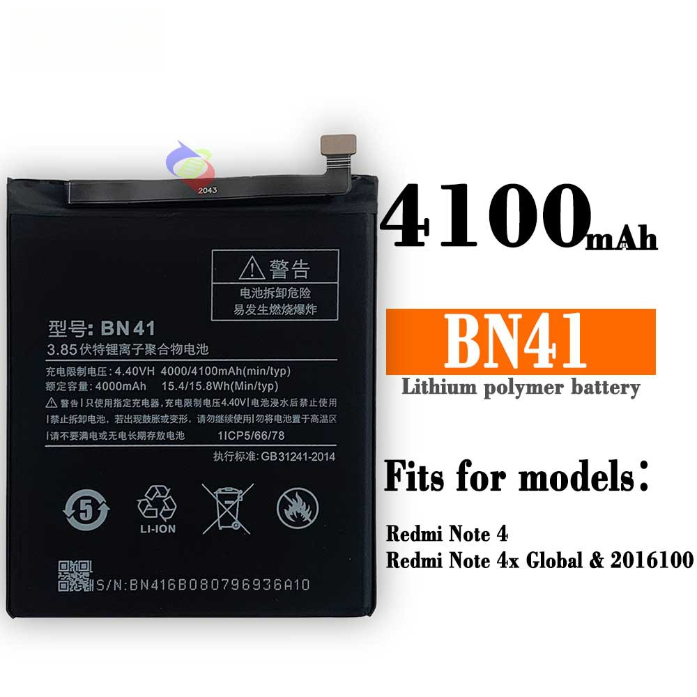 Compatible with Redmi Note 4 NT4X High Capacity Battery Standard/High Version BN41 Internal Replacement Battery Board