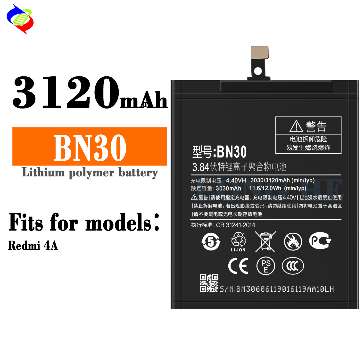 Suitable for Xiaomi Redmi 4A Phone Battery Cell BN30 Large Capacity Built-in Brand New Battery Board