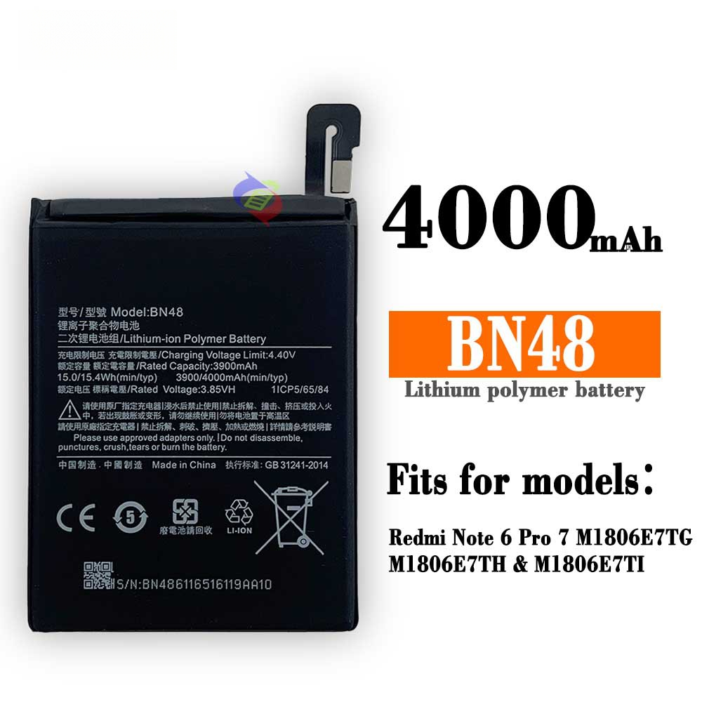 Suitable for Xiaomi Redmi Note 6 Pro Phone Battery BN48 High Capacity Battery