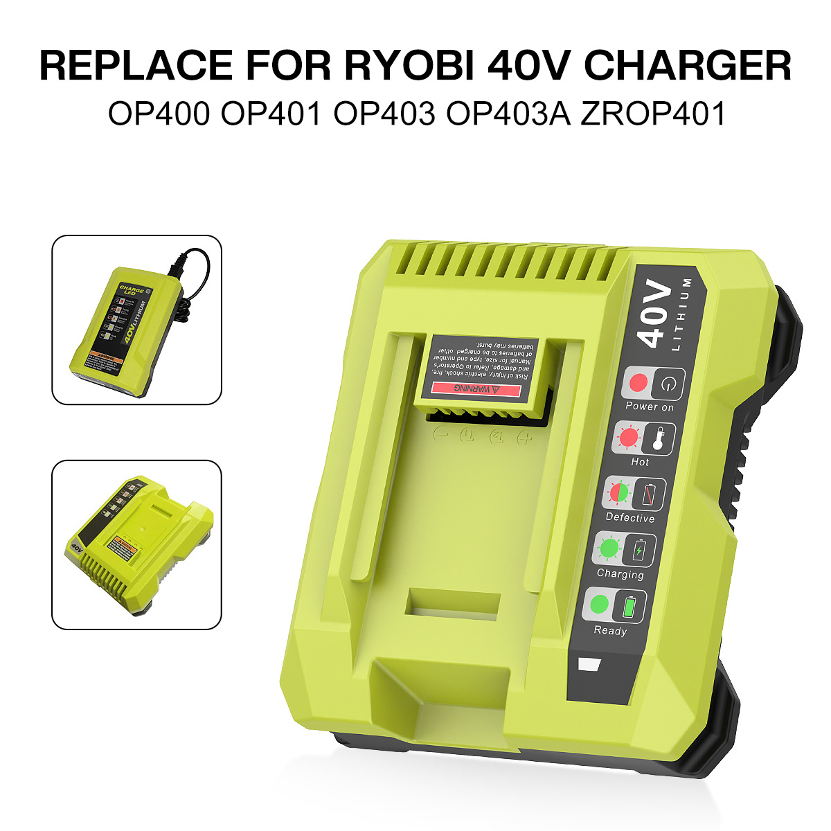Replacement Ryobi Li-ion Battery Charger PO401 Compatible with 36-40V Tools Lawn Mower Battery Charger