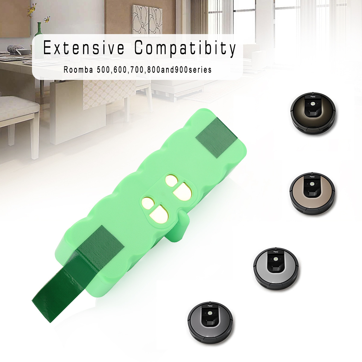 Suitable for Irobot Roomba 5/6/7/8/9 Series 14.4V 5200mAh Sweeping Machine Power Lithium Battery