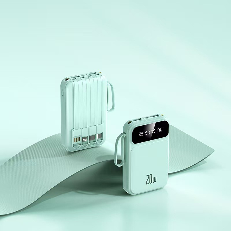 3C Certified Power Bank with Cable 20000mAh Large Capacity Airplane-Friendly Portable Mobile Power Supply