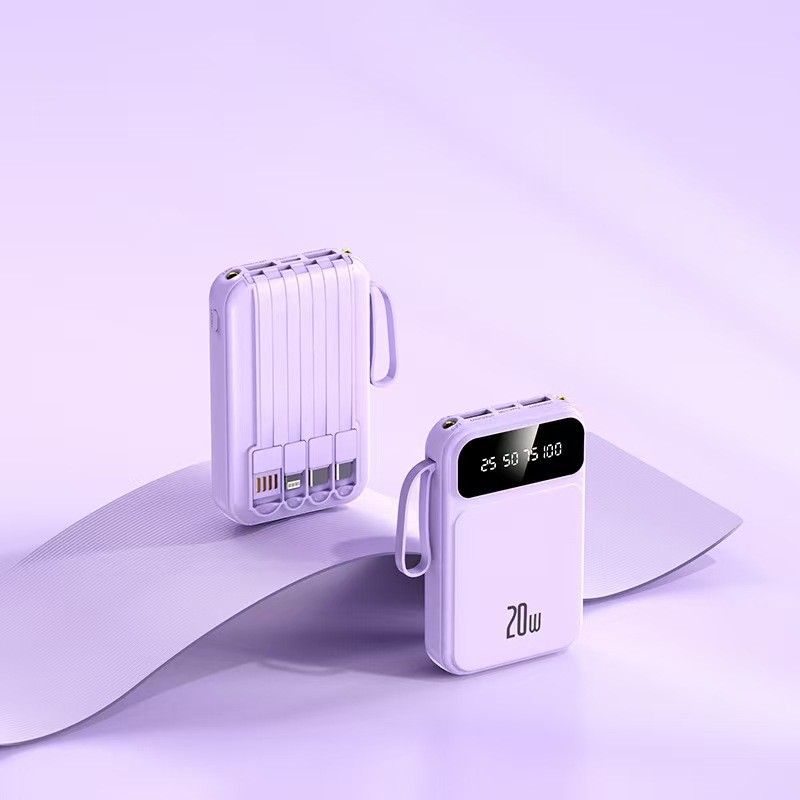 3C Certified Power Bank with Cable 20000mAh Large Capacity Airplane-Friendly Portable Mobile Power Supply