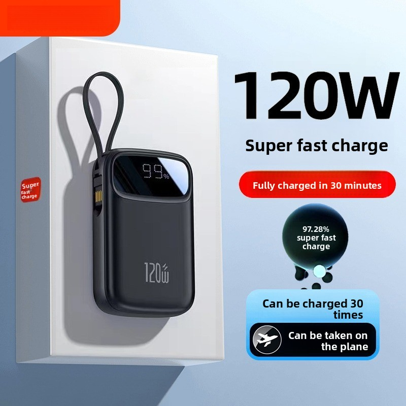 3C Certified Super Fast Charging Power Bank New Model 20000mAh Ultra Large Capacity with Cable High Power Mobile Power Supply