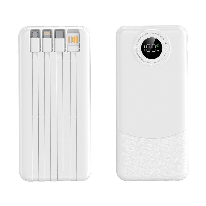 Super Fast Charging Built-in Cable Power Bank 20000mAh Ultra-thin Portable Charger Gift Customizable Logo
