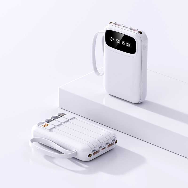 20000mAh Portable Mobile Phone Charger with Large Capacity and Built-in Cable Power Bank
