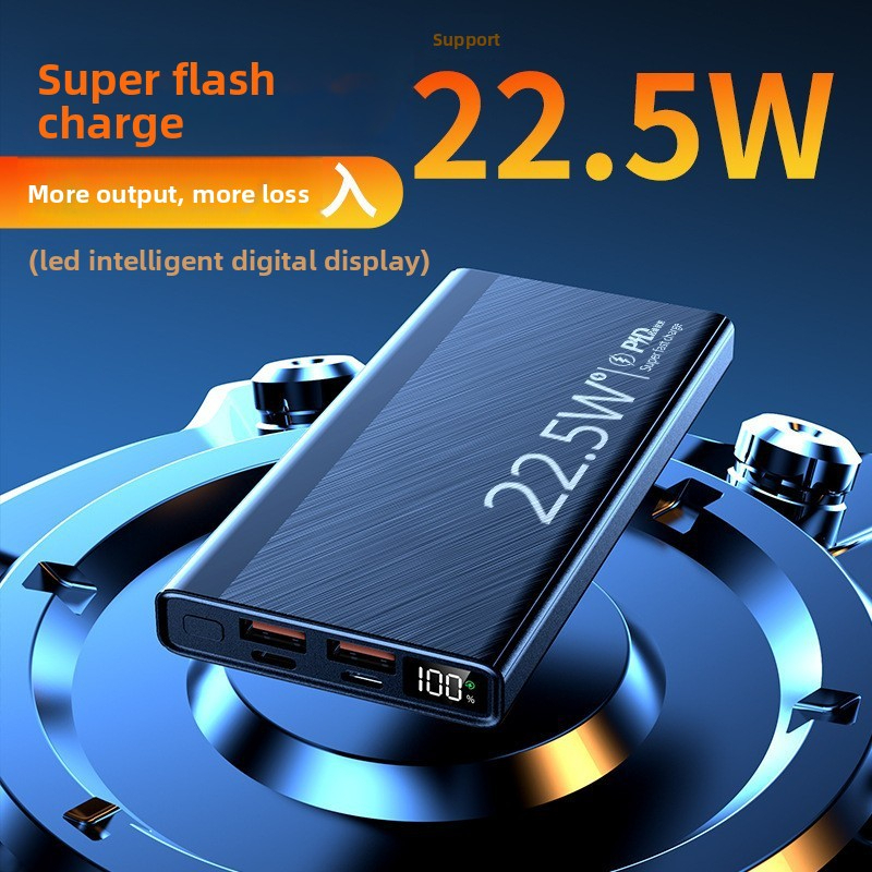 3C Certified Built-in Cable 20000mAh Fast Charging Power Bank Ultra Large Capacity 22.5W Portable Mobile Power Supply