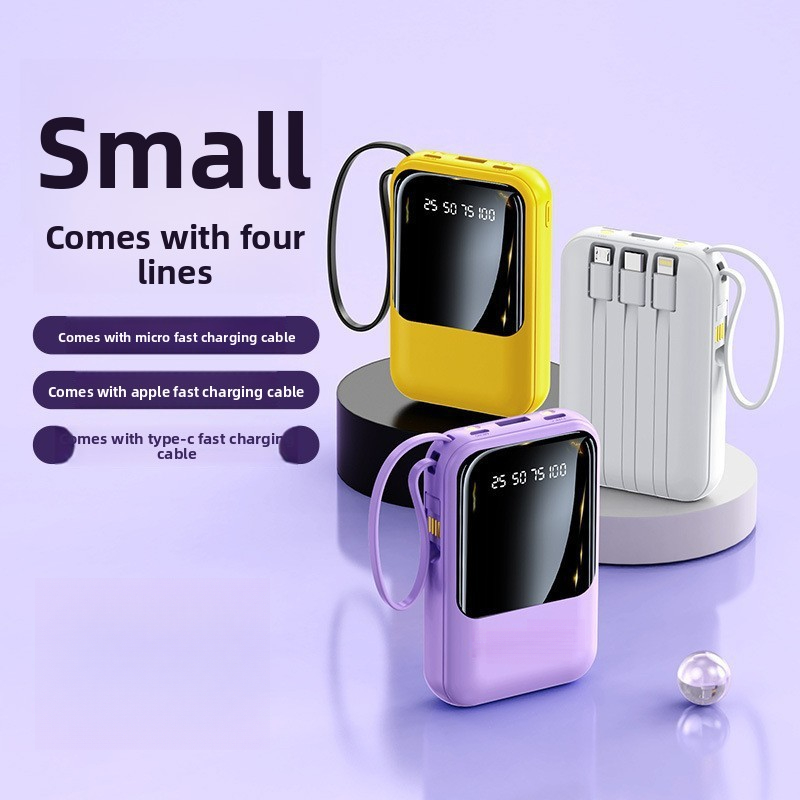 3C Mini Built-in Cable Power Bank 20000mAh Ultra Large Capacity Portable Charger