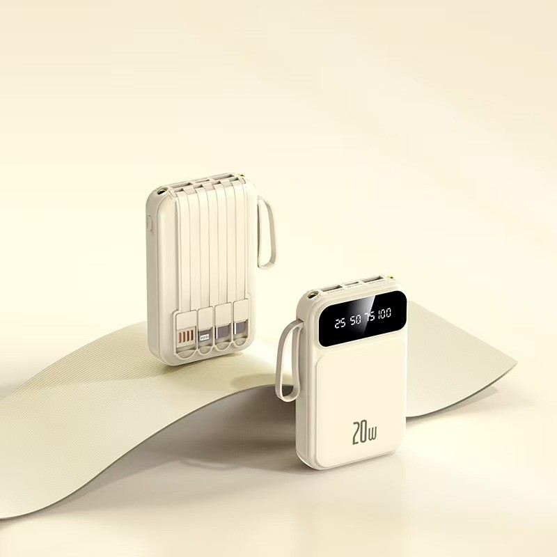 3C Certified Power Bank with Cable 20000mAh Large Capacity Airplane-Friendly Portable Mobile Power Supply