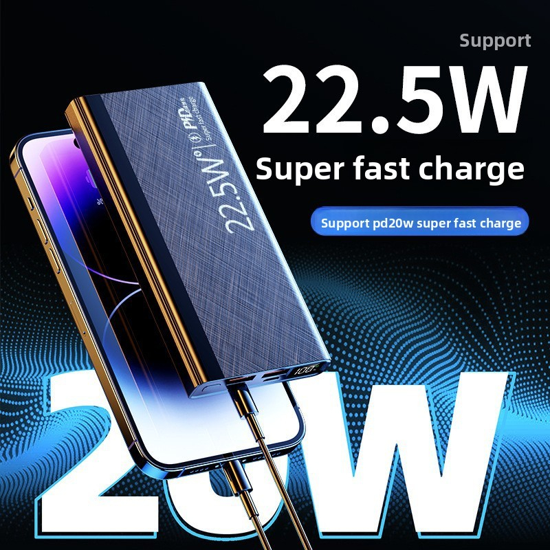 3C Certified Built-in Cable 20000mAh Fast Charging Power Bank Ultra Large Capacity 22.5W Portable Mobile Power Supply