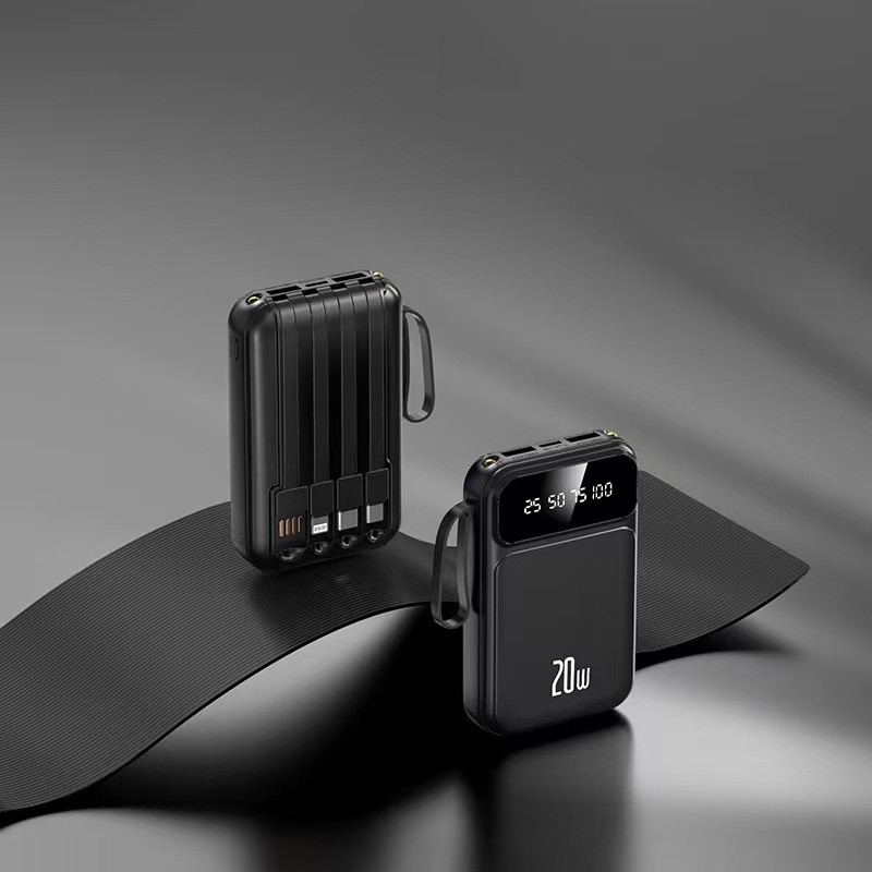 3C Certified Power Bank with Cable 20000mAh Large Capacity Airplane-Friendly Portable Mobile Power Supply