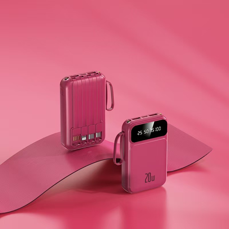 3C Certified Power Bank with Cable 20000mAh Large Capacity Airplane-Friendly Portable Mobile Power Supply