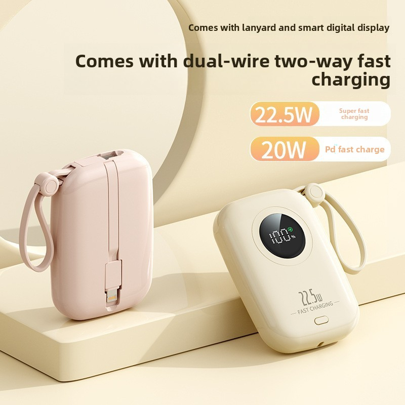 New fast charging power bank with cable 20000mAh compact portable mobile power supply