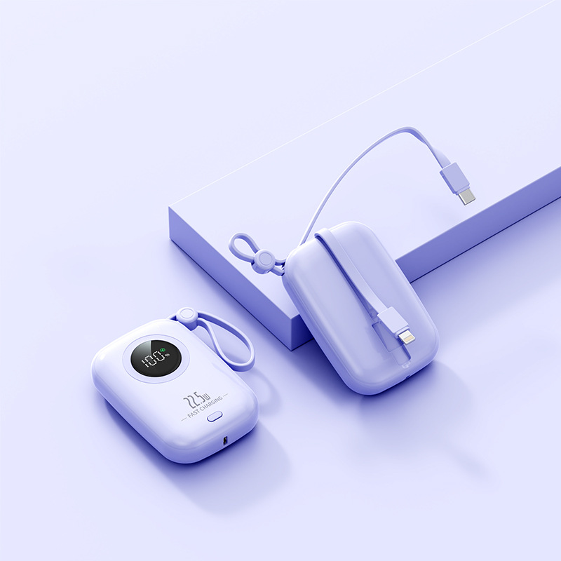 New fast charging power bank with cable 20000mAh compact portable mobile power supply