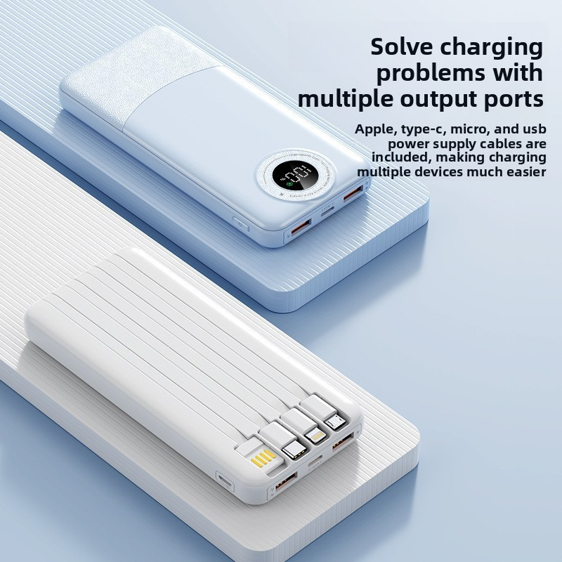 Super Fast Charging Built-in Cable Power Bank 20000mAh Ultra-thin Portable Charger Gift Customizable Logo