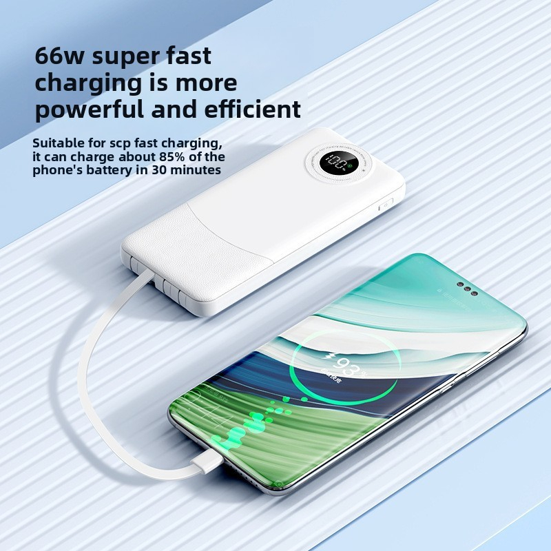 Super Fast Charging Built-in Cable Power Bank 20000mAh Ultra-thin Portable Charger Gift Customizable Logo