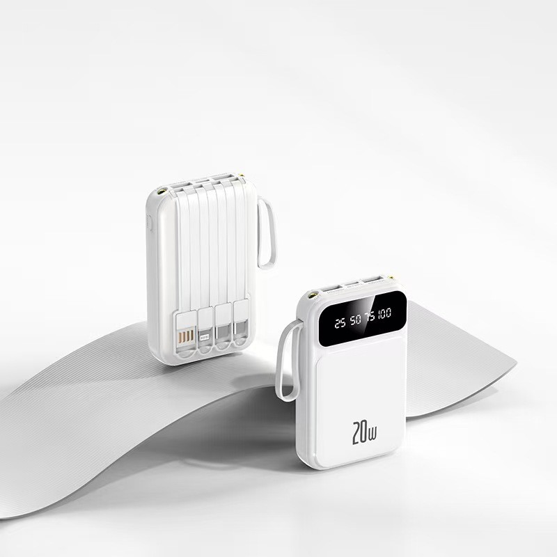 3C Certified Power Bank with Cable 20000mAh Large Capacity Airplane-Friendly Portable Mobile Power Supply