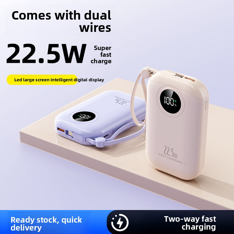 20000mAh Ultra Large Capacity Power Bank with Built-in Cable 22.5W Fast Charging Portable Charger
