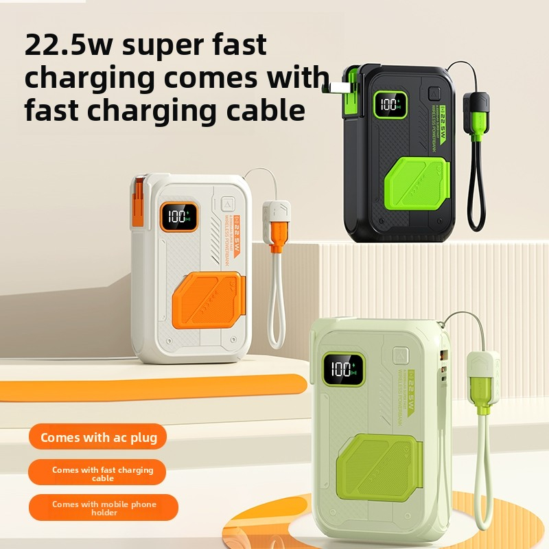20000mAh Large Capacity Portable Charger with Built-in Cable Fast Charging Multi-Function Magnetic Wireless Power Bank