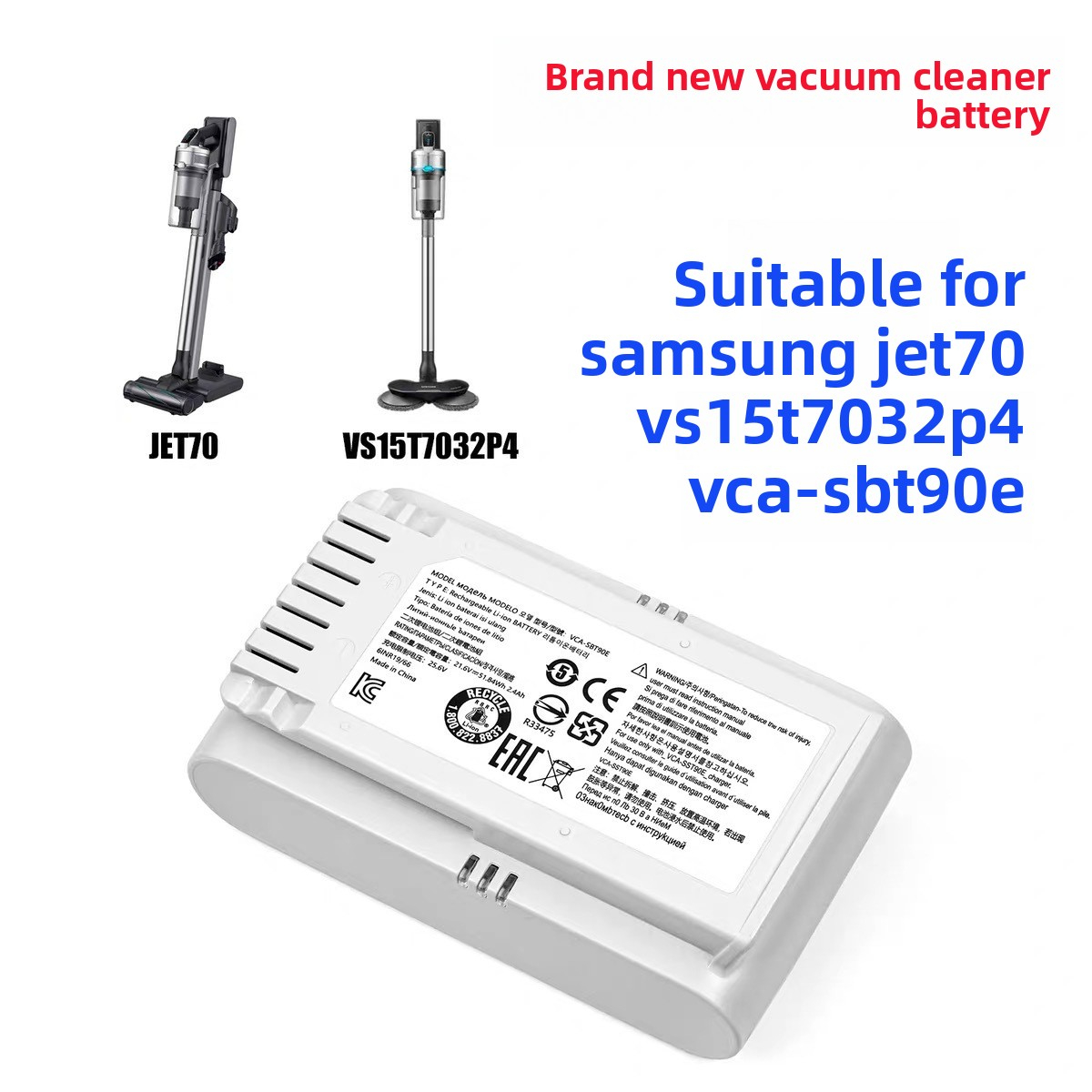 Brand new compatible Samsung JET70 VS15T7032P4 VCA-SBT90E vacuum cleaner battery