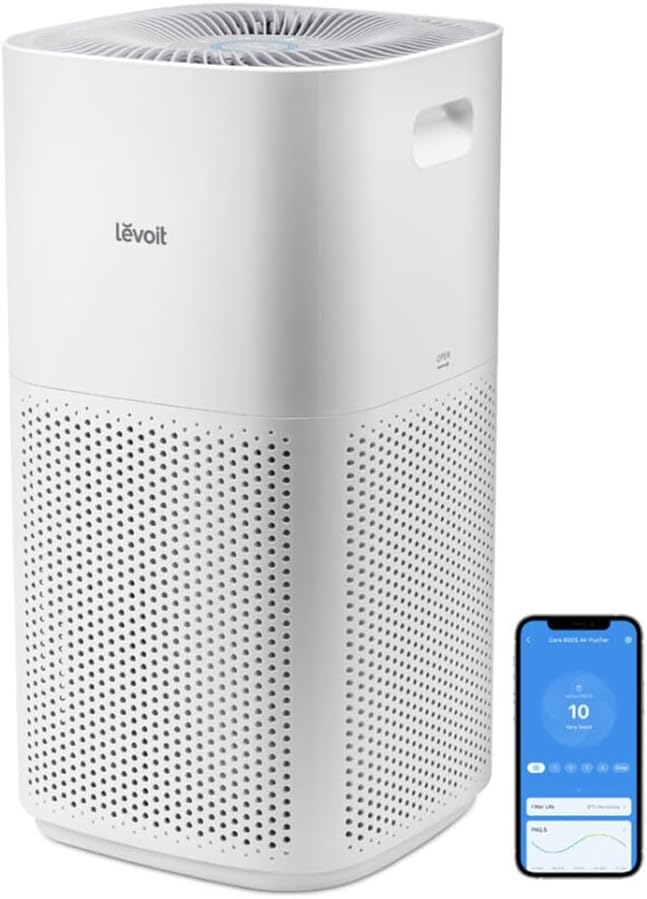 LEVOIT Smart Air Purifier for Home Large Room, Covers up to 147m², CADR 697m³/h, APP & Alexa Control, PM2.5 Air Monitor & Auto Mode, Air Freshener, HEPA Filter Removes Allergens Pollen Dust Smoke Pet
