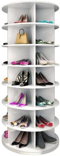 Weinstein storage Original Rotating Shoe Rack Tower, original 7-tier hold over 35 pairs of shoes, Spinning Shoe Display Lazy Susan, Revolving 360 shoe rack tower, Rotate Shoes Closet Organization.