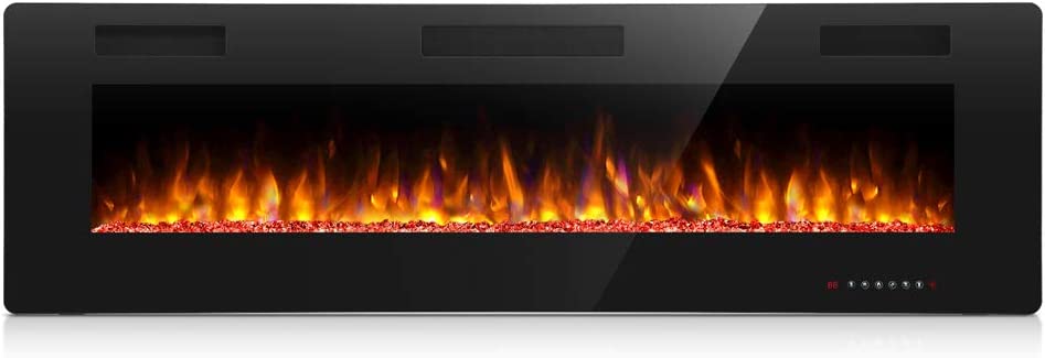 Antarctic Star 50 Inch Electric Fireplace in-Wall Recessed and Wall Mounted, Fireplace Heater and Linear Fireplace with Multicolor Flame, Timer, 750/1500W Control by Touch Panel & Remote