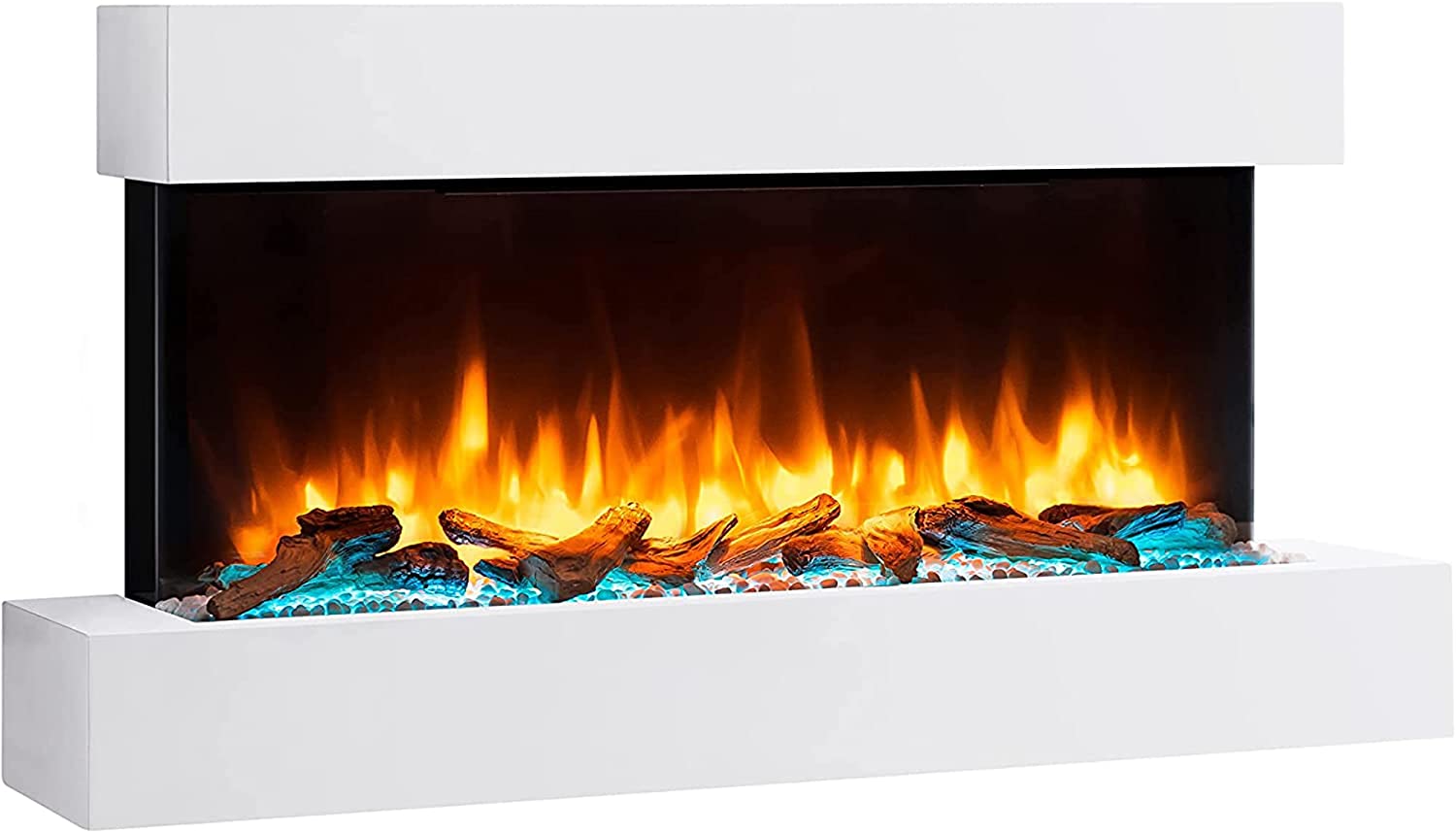 【Home Improvement】Endeavour Fires Runswick Wall Mounted Electric Fire, 220/240Vac, 50 Hz, 1&2kW, 7 day Programmable remote control with an Off White MDF Mantel & Plinth