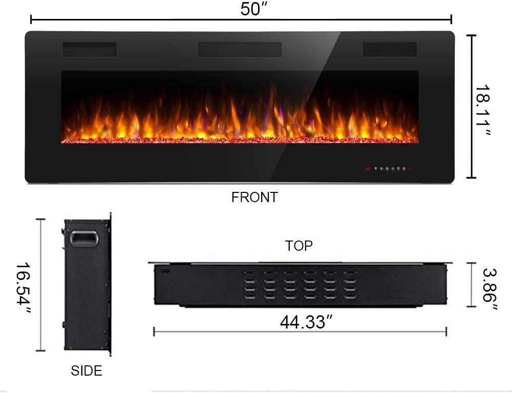 Antarctic Star 50 Inch Electric Fireplace in-Wall Recessed and Wall Mounted, Fireplace Heater and Linear Fireplace with Multicolor Flame, Timer, 750/1500W Control by Touch Panel & Remote