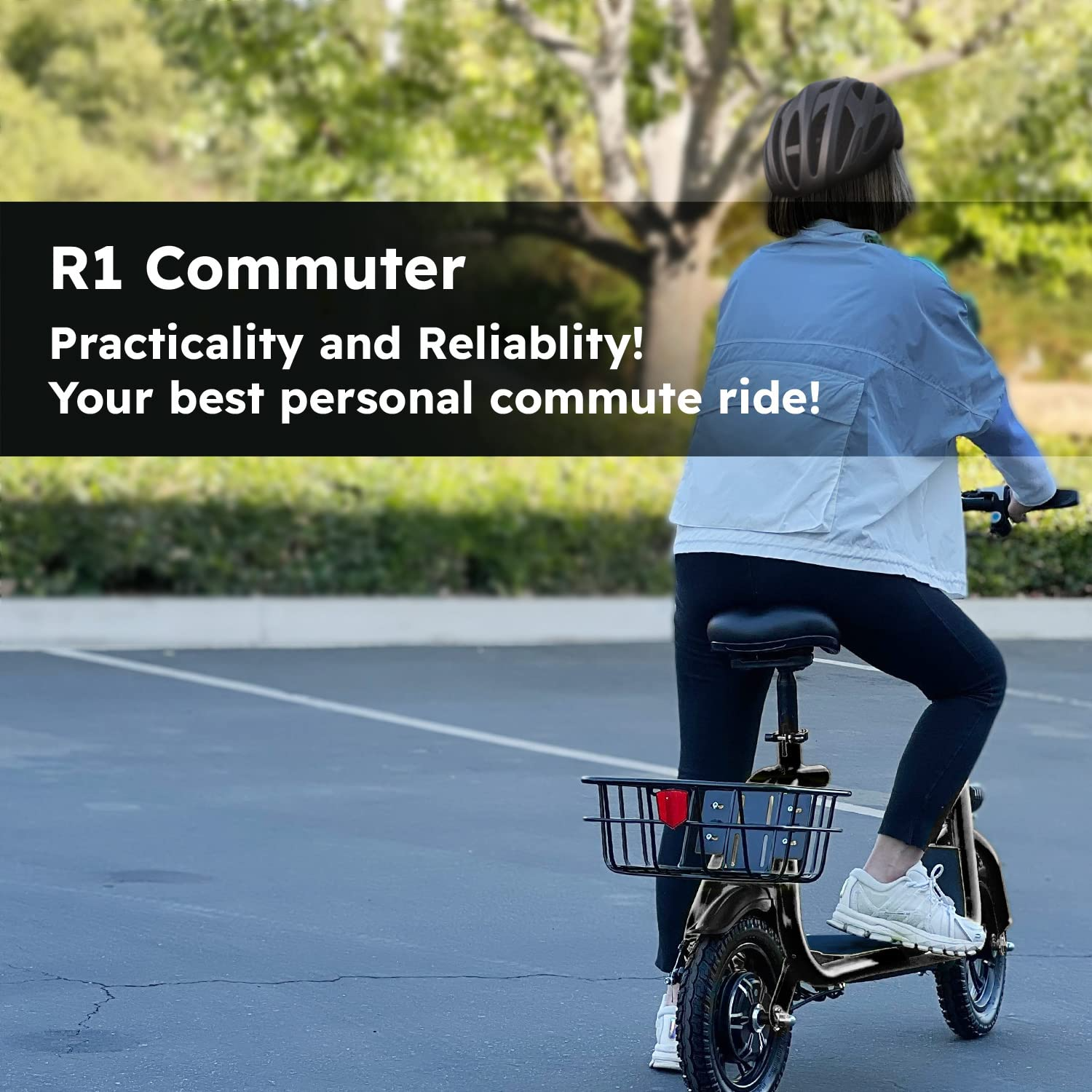 Phantomgogo Commuter R1 - Electric Scooter for Adults - Foldable Scooter with Seat & Carry Basket - 450W Brushless Motor 36V - 15MPH 265lbs Max Load E Mopeds for Adults《NO8》