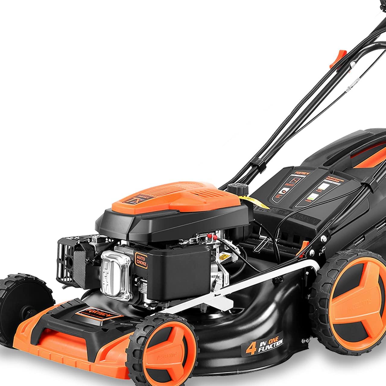 【Home&Garden】 RM5196eSPro 4-in-1 Petrol Lawnmower - 6 HP Flexible Self-Propelled & E-Start - 51 cm Cutting Width & Cutting Height Adjustment - Includes 60 L Grass Catcher Basket, Mulching Function & Side Extension