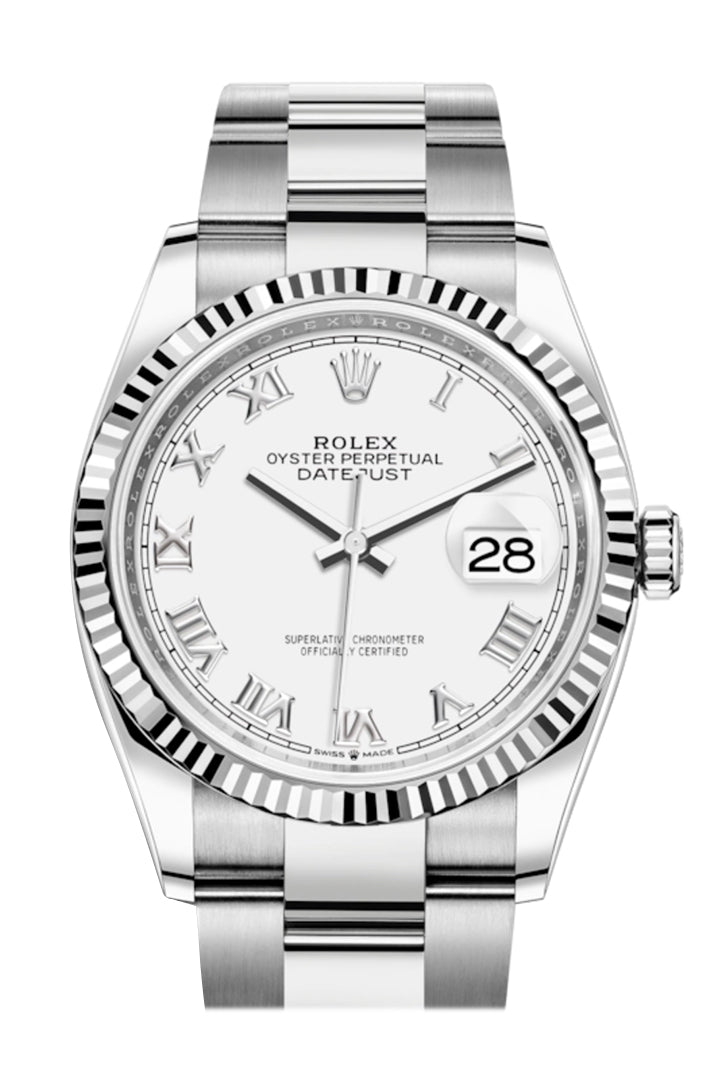 Rolex Datejust 36 White Roman Dial Automatic Watch 126234