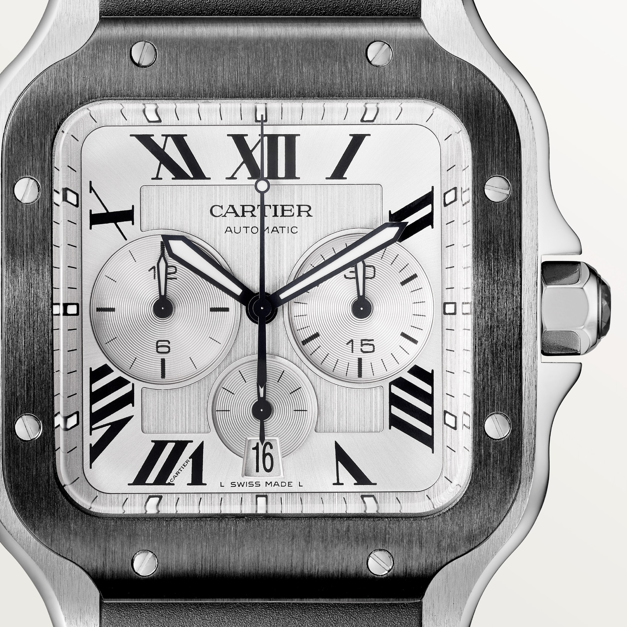 Cartier Santos Chronograph Black Stainless Steel Men’s Watch, WSSA0017