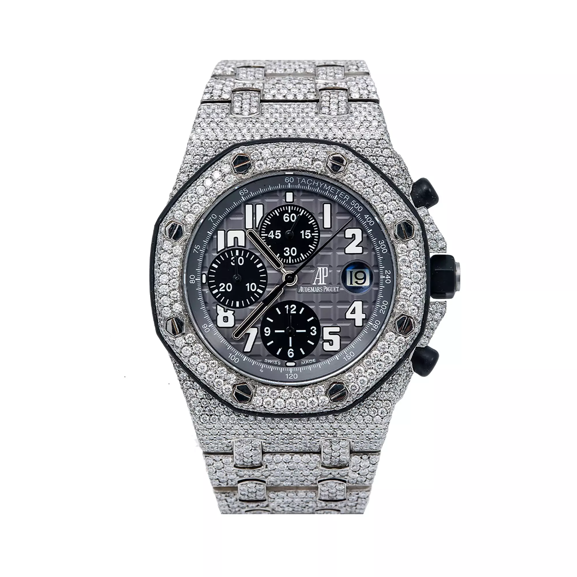 Audemars Piguet Royal Oak Offshore Chronograph 42mm Gray Dial Men's Diamond Watch