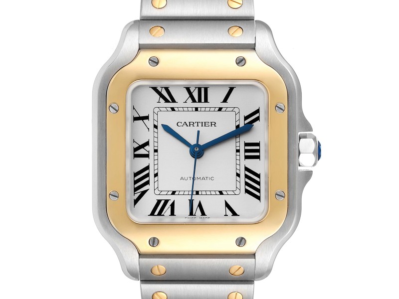 Cartier Santos Medium Steel Yellow Gold Mens Watch