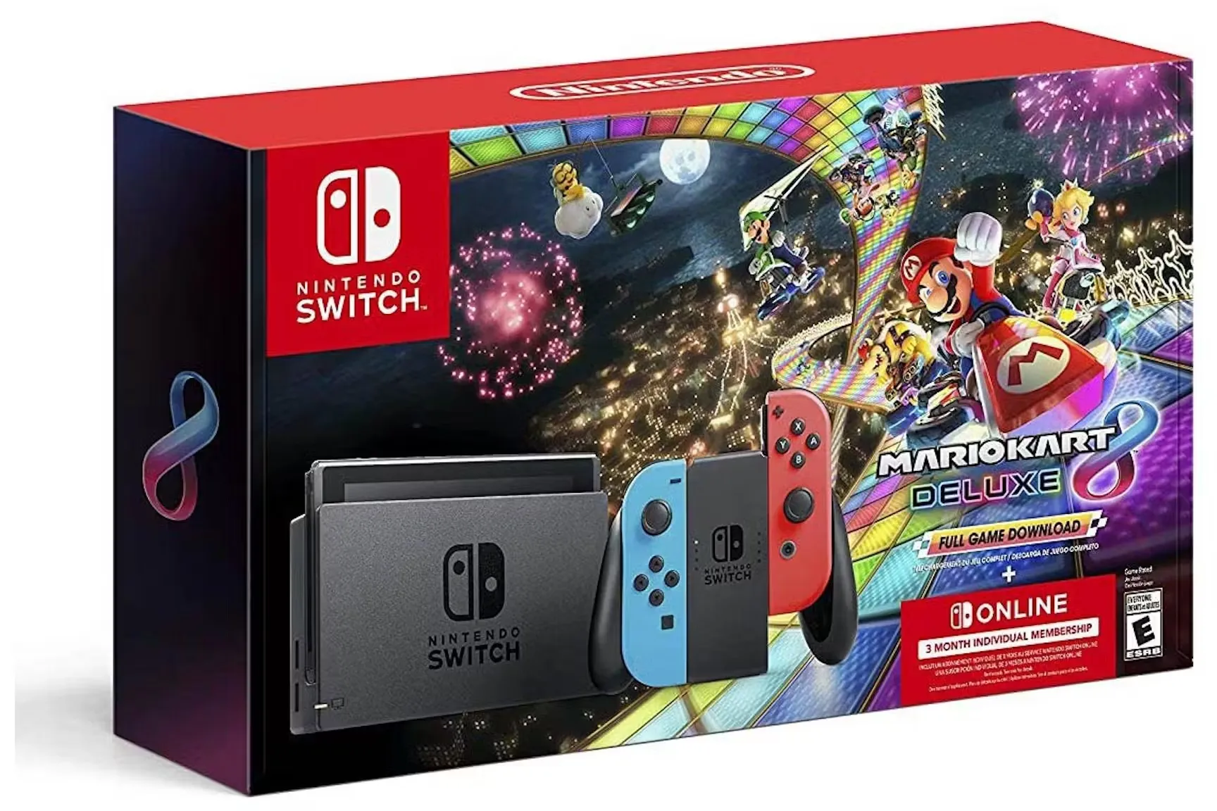 Nintendo Switch Mario Kart 8 Deluxe Console Bundle HADSKABLD Neon Red/Neon Blue