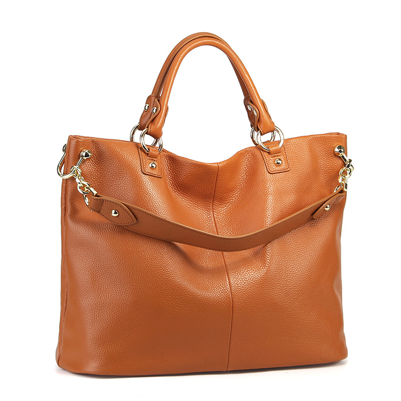 Women's head layer cowhide large capacity handheld shoulder bag Europe and the United States fashion bags